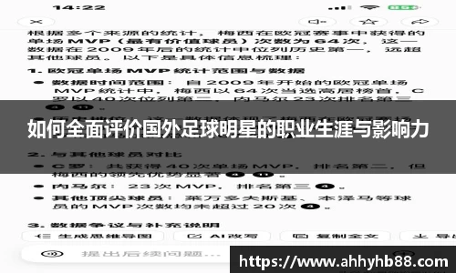 如何全面评价国外足球明星的职业生涯与影响力